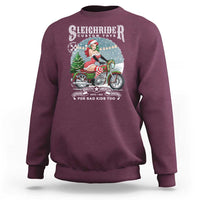 Christmas Female Santa Motorcycle Sweatshirt Sleighrider Custom Toys For Bad Kids Too - Wonder Print Shop