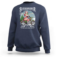 Christmas Female Santa Motorcycle Sweatshirt Sleighrider Custom Toys For Bad Kids Too - Wonder Print Shop