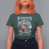 Christmas Female Santa Motorcycle T Shirt For Women Sleighrider Custom Toys For Bad Kids Too - Wonder Print Shop
