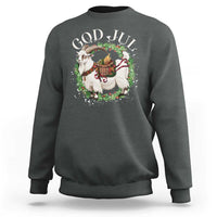 God Jul Sweatshirt Yule Goat Christmas Wreath Winter Solstice - Wonder Print Shop