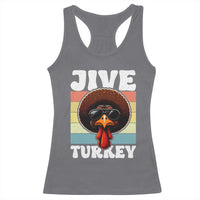 Funny Jive Thanksgiving Turkey Day Racerback Tank Top Retro Afro Black Turkey - Wonder Print Shop