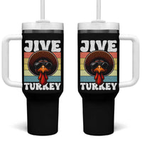Funny Jive Thanksgiving Turkey Day Tumbler With Handle Retro Afro Black Turkey - Wonder Print Shop