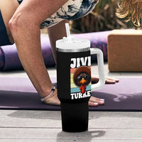 Funny Jive Thanksgiving Turkey Day Tumbler With Handle Retro Afro Black Turkey - Wonder Print Shop