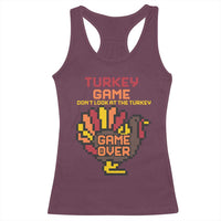 Funny Thanksgiving Turkey Racerback Tank Top Turkey Game Dont Look At The Turkey - Wonder Print Shop