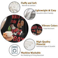 Funny Thanksgiving Christmas Throw Blanket Wait Your Turn Fat Boy Turkey Santa - Wonder Print Shop