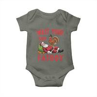 Funny Thanksgiving Christmas Baby Onesie Wait Your Turn Fat Boy Turkey Santa - Wonder Print Shop