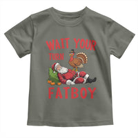 Funny Thanksgiving Christmas Toddler T Shirt Wait Your Turn Fat Boy Turkey Santa - Wonder Print Shop