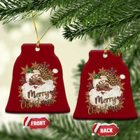 Funny Retro Black Santa Merry Christmas Leopard Ceramic Ornament - Wonder Print Shop