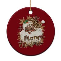 Funny Retro Black Santa Merry Christmas Leopard Ceramic Ornament - Wonder Print Shop