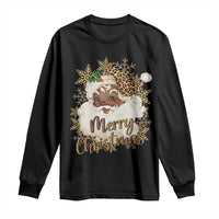 Funny Retro Black Santa Merry Christmas Leopard Long Sleeve Shirt - Wonder Print Shop