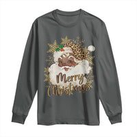 Funny Retro Black Santa Merry Christmas Leopard Long Sleeve Shirt - Wonder Print Shop