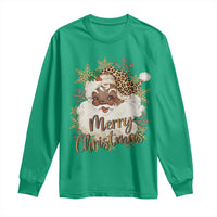Funny Retro Black Santa Merry Christmas Leopard Long Sleeve Shirt - Wonder Print Shop