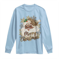 Funny Retro Black Santa Merry Christmas Leopard Long Sleeve Shirt - Wonder Print Shop