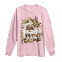 Funny Retro Black Santa Merry Christmas Leopard Long Sleeve Shirt - Wonder Print Shop