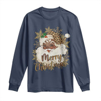 Funny Retro Black Santa Merry Christmas Leopard Long Sleeve Shirt - Wonder Print Shop