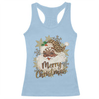Funny Retro Black Santa Merry Christmas Leopard Racerback Tank Top - Wonder Print Shop
