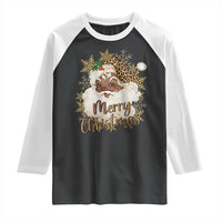 Funny Retro Black Santa Merry Christmas Leopard Raglan Shirt - Wonder Print Shop