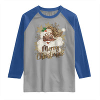 Funny Retro Black Santa Merry Christmas Leopard Raglan Shirt - Wonder Print Shop