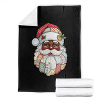 African American Christmas Retro Patchwork Black Santa Throw Blanket - Wonder Print Shop