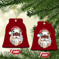 African American Christmas Retro Patchwork Black Santa Ceramic Ornament - Wonder Print Shop