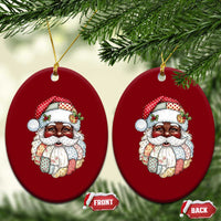 African American Christmas Retro Patchwork Black Santa Ceramic Ornament - Wonder Print Shop
