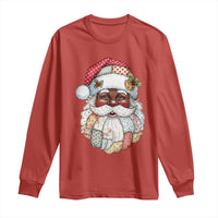 African American Christmas Retro Patchwork Black Santa Long Sleeve Shirt - Wonder Print Shop