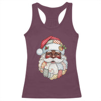 African American Christmas Retro Patchwork Black Santa Racerback Tank Top - Wonder Print Shop