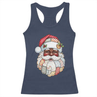 African American Christmas Retro Patchwork Black Santa Racerback Tank Top - Wonder Print Shop