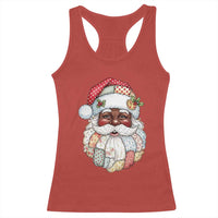 African American Christmas Retro Patchwork Black Santa Racerback Tank Top - Wonder Print Shop