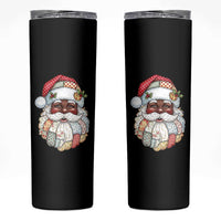 African American Christmas Retro Patchwork Black Santa Skinny Tumbler - Wonder Print Shop