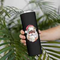African American Christmas Retro Patchwork Black Santa Skinny Tumbler - Wonder Print Shop