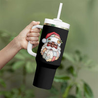 African American Christmas Retro Patchwork Black Santa Tumbler With Handle - Wonder Print Shop