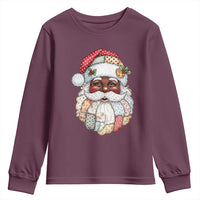 African American Christmas Retro Patchwork Black Santa Youth Sweatshirt - Wonder Print Shop