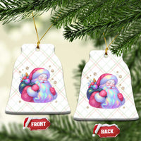 Iridescent Christmas Santa Printed Coquette Xmas Ceramic Ornament - Wonder Print Shop