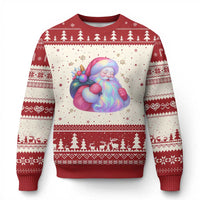 Iridescent Xmas Santa Printed Coquette Xmas Ugly Christmas Sweater - Wonder Print Shop