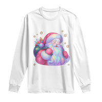 Iridescent Christmas Santa Printed Coquette Xmas Long Sleeve Shirt - Wonder Print Shop