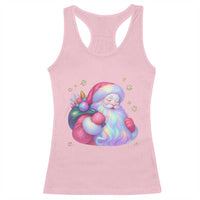Iridescent Christmas Santa Printed Coquette Xmas Racerback Tank Top - Wonder Print Shop