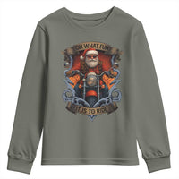 Funny Christmas Motorcycle Santa Youth Sweatshirt Oh What Fun It Is To Ride Xmas Biker - Wonder Print Shop
