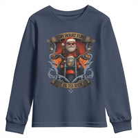 Funny Christmas Motorcycle Santa Youth Sweatshirt Oh What Fun It Is To Ride Xmas Biker - Wonder Print Shop