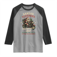 Funny Christmas Motorcycle Biker Raglan Shirt Santas Sleighers Motorcycle Club Decking The Halls - Wonder Print Shop