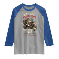 Funny Christmas Motorcycle Biker Raglan Shirt Santas Sleighers Motorcycle Club Decking The Halls - Wonder Print Shop