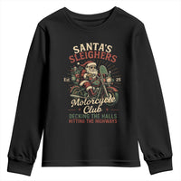 Funny Christmas Motorcycle Biker Youth Sweatshirt Santas Sleighers Motorcycle Club Decking The Halls - Wonder Print Shop