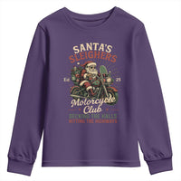 Funny Christmas Motorcycle Biker Youth Sweatshirt Santas Sleighers Motorcycle Club Decking The Halls - Wonder Print Shop