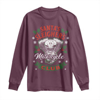 Christmas Motorcycle Biker Long Sleeve Shirt Santas Sleighers Motorcycle Club - Wonder Print Shop