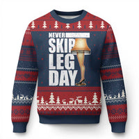 Funny Never Skip Leg Day Xmas Movie Ugly Christmas Sweater Italian Leg Lamp - Wonder Print Shop
