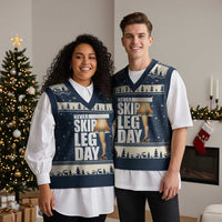 Funny Never Skip Leg Day Xmas Movie V-Neck Knit Sweater Vest Italian Leg Lamp - Wonder Print Shop