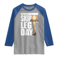 Funny Never Skip Leg Day Christmas Movie Raglan Shirt Italian Leg Lamp - Wonder Print Shop