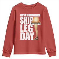 Funny Never Skip Leg Day Christmas Movie Youth Sweatshirt Italian Leg Lamp - Wonder Print Shop