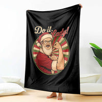 Funny Christmas Do It Lady Throw Blanket Mustache Guy Meme Santa Cosplay - Wonder Print Shop