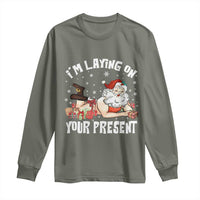 Funny Naughty Christmas Santa Long Sleeve Shirt I'm Laying On Your Present - Wonder Print Shop